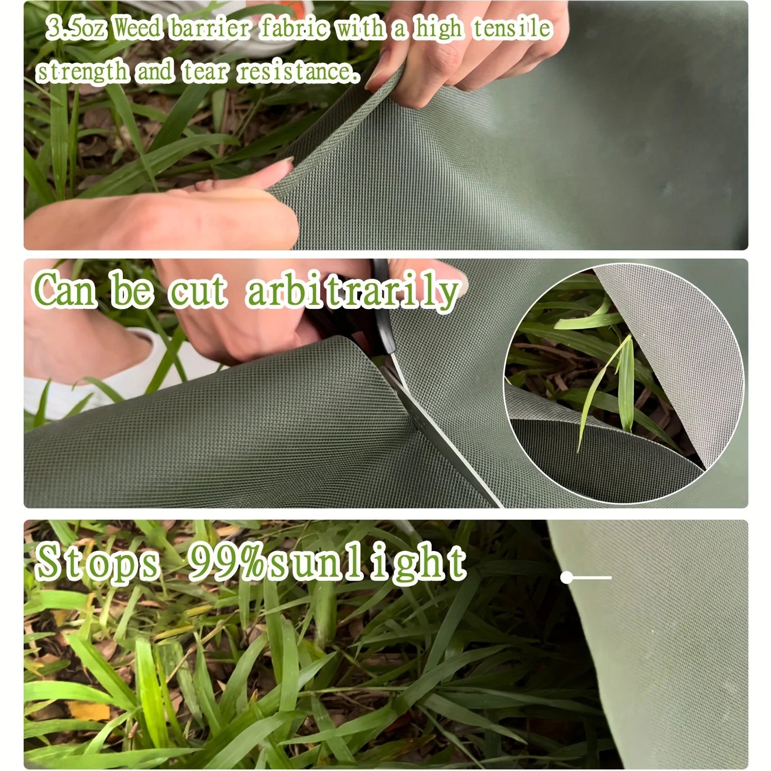 Heavy duty non-woven weed isolation cloth roll - dark green, suitable for garden landscaping and French drainage pipes