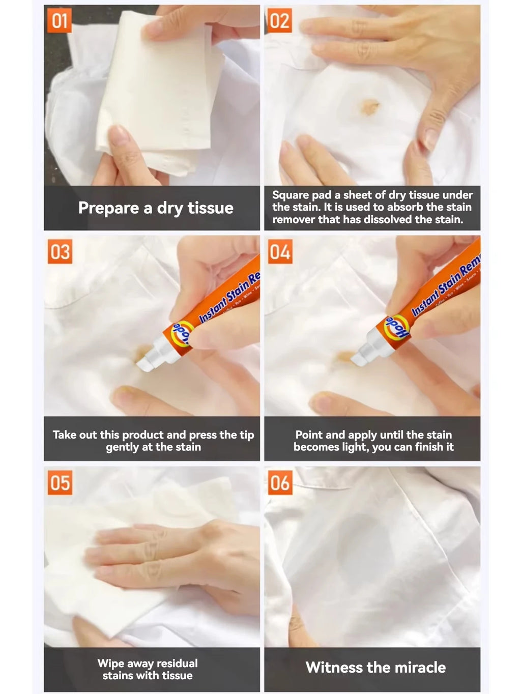 New 1/3pcs No-wash Portable Stain Remover Pen Portable Travel-Friendly Works on Food & Drink Stains Multipurpose Bleach Pen
